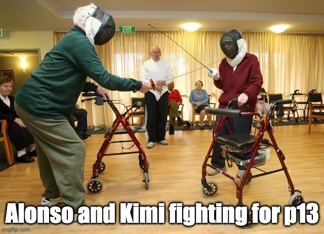 Alonso and Kimi fighting for p13 | made w/ Imgflip meme maker