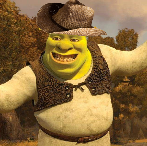Shrek with cowboy hat Blank Meme Template