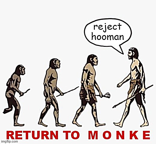 Reject hooman return to monke | image tagged in reject hooman return to monke | made w/ Imgflip meme maker