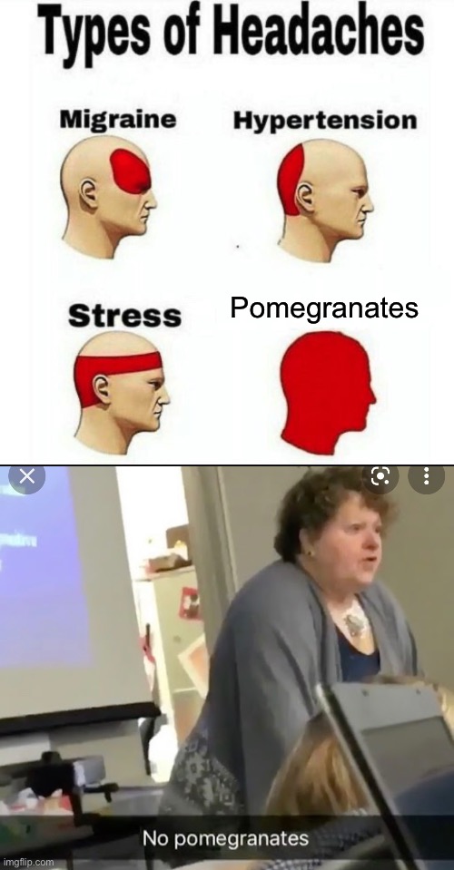 NO | Pomegranates | image tagged in types of headaches meme | made w/ Imgflip meme maker