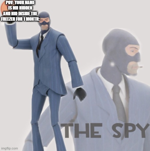 Meet The Spy | POV: YOUR NAME IS MR HIDDEN AND HID INSIDE THE FREEZER FOR 1 MONTH: | image tagged in meet the spy,memes,fun,real life,gaming | made w/ Imgflip meme maker