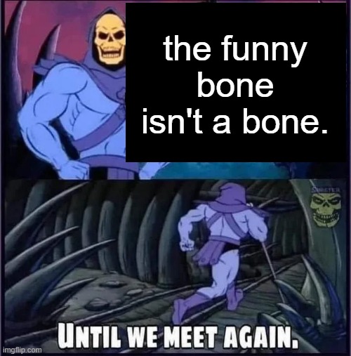 Until we meet again. | the funny bone isn't a bone. | image tagged in until we meet again | made w/ Imgflip meme maker