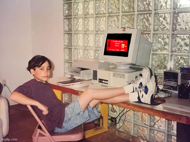 Taking a social credit test in the 90's be like | image tagged in 90's guy on a computer,memes,social credit,china | made w/ Imgflip meme maker