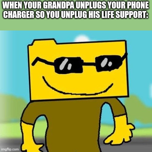 Very cool (in a Cool Way) | WHEN YOUR GRANDPA UNPLUGS YOUR PHONE CHARGER SO YOU UNPLUG HIS LIFE SUPPORT: | made w/ Imgflip meme maker