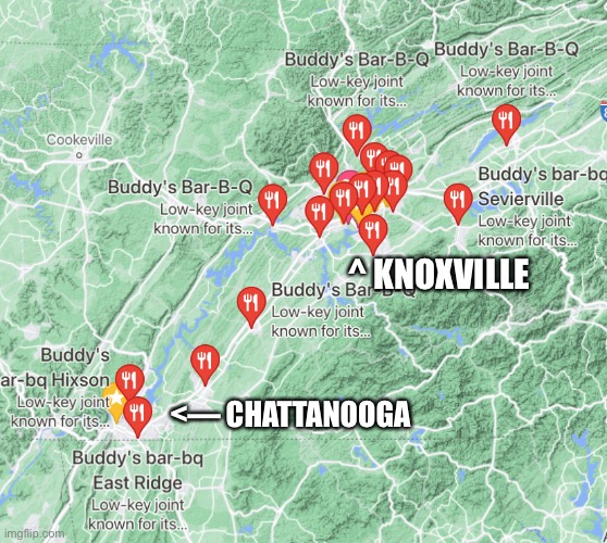 ^ KNOXVILLE <— CHATTANOOGA | made w/ Imgflip meme maker