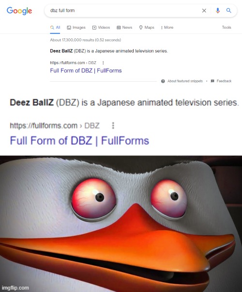 Deez BallZ | image tagged in red eyes penguin skipper | made w/ Imgflip meme maker