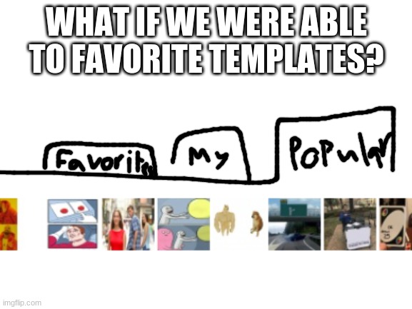 Blank White Template | WHAT IF WE WERE ABLE TO FAVORITE TEMPLATES? | image tagged in blank white template | made w/ Imgflip meme maker