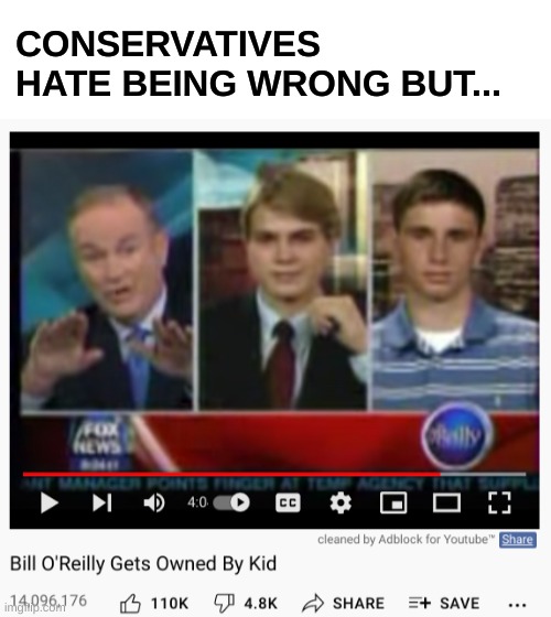 the one on the right is sus | CONSERVATIVES HATE BEING WRONG BUT... | image tagged in fox news alert,bill o'reilly,lying,conservative hypocrisy,owned,reality | made w/ Imgflip meme maker