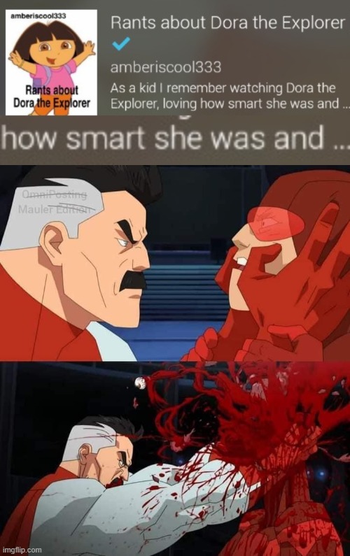 image tagged in omni man kills red rush | made w/ Imgflip meme maker