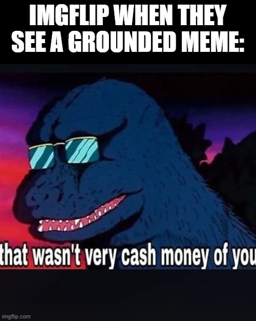 oh boi | IMGFLIP WHEN THEY SEE A GROUNDED MEME: | image tagged in that wasnt very cash money of you,grounded | made w/ Imgflip meme maker
