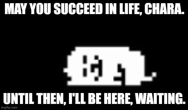 AKA Tofy Box. | MAY YOU SUCCEED IN LIFE, CHARA. UNTIL THEN, I'LL BE HERE, WAITING. | image tagged in dogcheck | made w/ Imgflip meme maker
