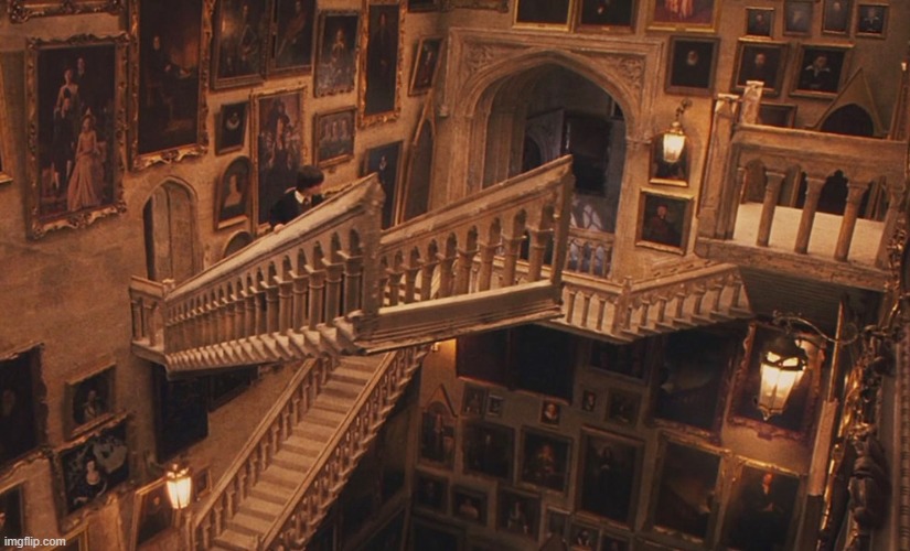 Harry Potter staircase | image tagged in harry potter staircase | made w/ Imgflip meme maker