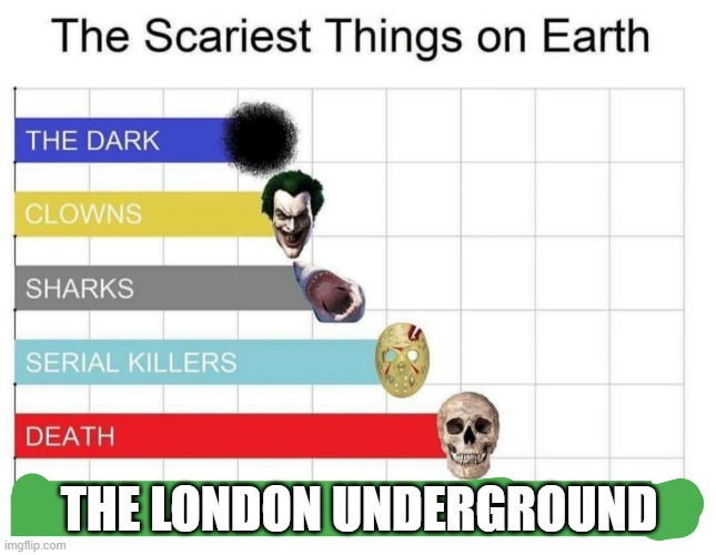 The noises in there... | THE LONDON UNDERGROUND | image tagged in scariest things on earth | made w/ Imgflip meme maker