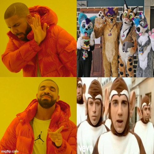 Drake Hotline Bling | image tagged in memes,drake hotline bling,furry,anti furry,hot | made w/ Imgflip meme maker