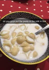 High Quality milk with pasta Blank Meme Template