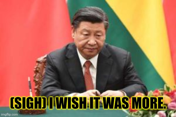 Sad Xi Jinping | (SIGH) I WISH IT WAS MORE. | image tagged in sad xi jinping | made w/ Imgflip meme maker