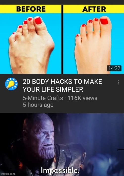 5 minutes craft | image tagged in thanos impossible | made w/ Imgflip meme maker
