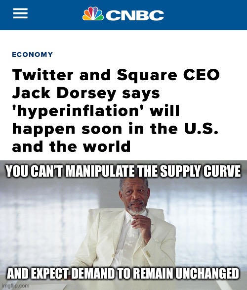  YOU CAN’T MANIPULATE THE SUPPLY CURVE; AND EXPECT DEMAND TO REMAIN UNCHANGED | made w/ Imgflip meme maker