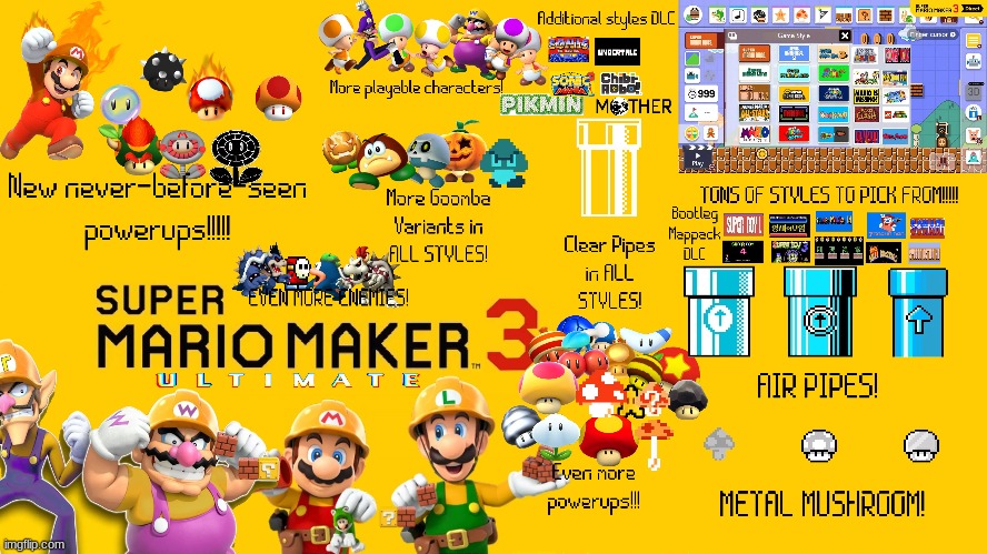 The IMPROVED Super Mario Maker 3 | image tagged in fake switch games,mario maker,does anybody actually read these | made w/ Imgflip meme maker