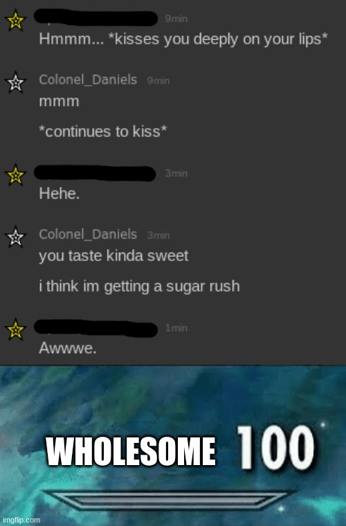 WHOLESOME | image tagged in skyrim skill meme | made w/ Imgflip meme maker