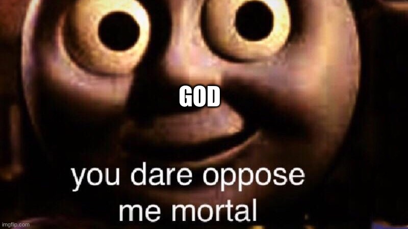 You dare oppose me mortal | GOD | image tagged in you dare oppose me mortal | made w/ Imgflip meme maker