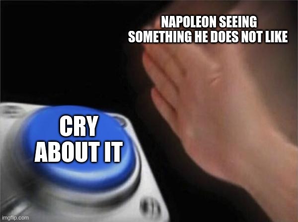 Blank Nut Button | NAPOLEON SEEING SOMETHING HE DOES NOT LIKE; CRY ABOUT IT | image tagged in memes,blank nut button | made w/ Imgflip meme maker