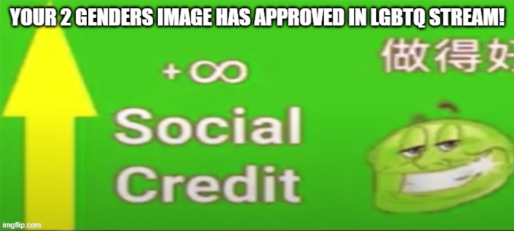 YOUR 2 GENDERS IMAGE HAS APPROVED IN LGBTQ STREAM! | made w/ Imgflip meme maker