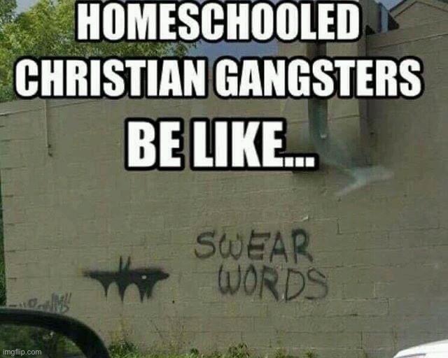 Homeschooled Christian gangsters | image tagged in homeschooled christian gangsters | made w/ Imgflip meme maker
