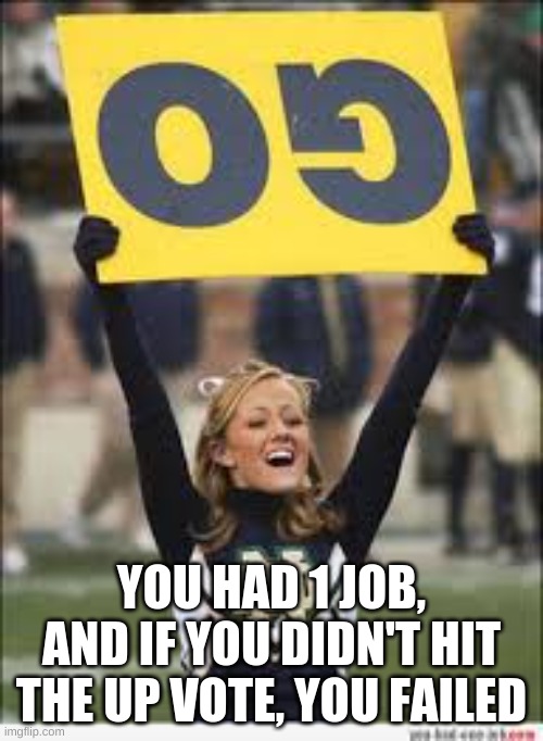 the new cheer leader | YOU HAD 1 JOB, AND IF YOU DIDN'T HIT THE UP VOTE, YOU FAILED | image tagged in yo,mama | made w/ Imgflip meme maker