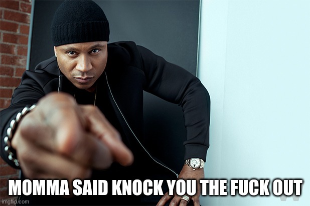 LL Cool J | MOMMA SAID KNOCK YOU THE FUCK OUT | image tagged in ll cool j | made w/ Imgflip meme maker