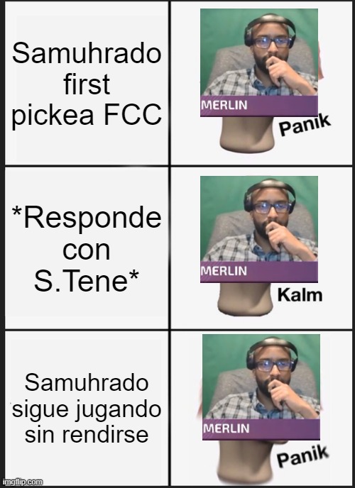 A Merlin se la suda todo | Samuhrado first pickea FCC; *Responde con S.Tene*; Samuhrado sigue jugando sin rendirse | image tagged in epic seven | made w/ Imgflip meme maker