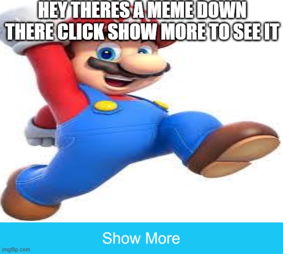 if you are reading this dont click show more | HEY THERES A MEME DOWN THERE CLICK SHOW MORE TO SEE IT | image tagged in fake | made w/ Imgflip meme maker