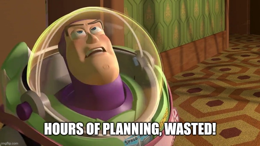 Years of academy blank | HOURS OF PLANNING, WASTED! | image tagged in years of academy blank | made w/ Imgflip meme maker