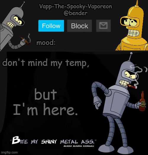 Bender temp | don't mind my temp, but I'm here. | image tagged in bender temp | made w/ Imgflip meme maker