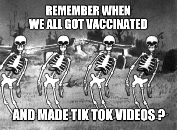 Remember | REMEMBER WHEN WE ALL GOT VACCINATED; AND MADE TIK TOK VIDEOS ? | image tagged in remember,tik tok,vaccines,nurses,dancing,skeletons | made w/ Imgflip meme maker