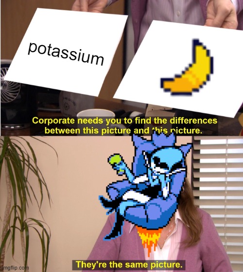 They're The Same Picture Meme | potassium | image tagged in memes,they're the same picture | made w/ Imgflip meme maker