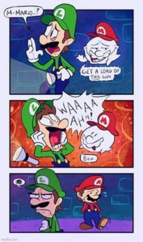 LUIGI DIDN'T LIKE THAT | image tagged in super mario bros,ghost,spooktober,comics/cartoons | made w/ Imgflip meme maker