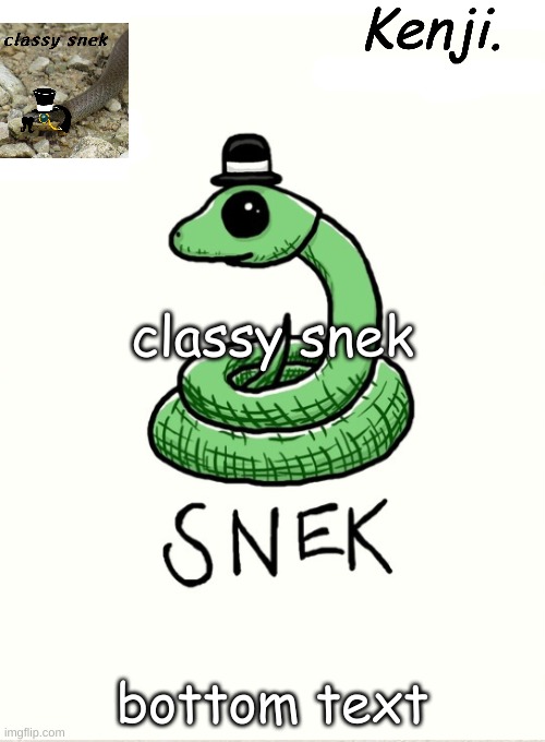 snek | classy snek; bottom text | image tagged in snek | made w/ Imgflip meme maker