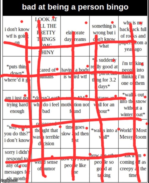 at this point i don't wanna be a person i wanna be a frog or a crow | image tagged in bad at being a person bingo | made w/ Imgflip meme maker
