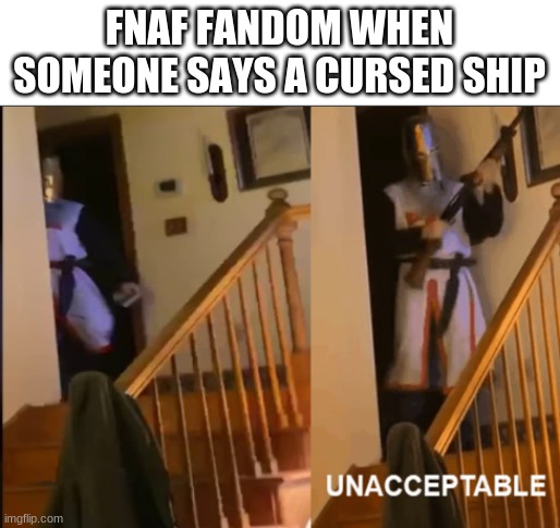 Like C.B x Ennard, Baby x Ballora | FNAF FANDOM WHEN SOMEONE SAYS A CURSED SHIP | image tagged in unacceptable | made w/ Imgflip meme maker