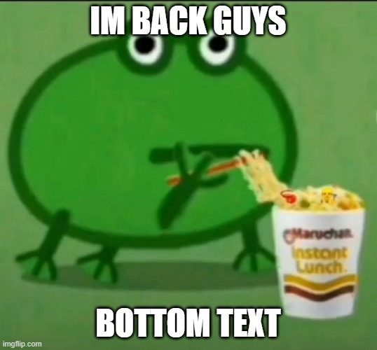 IM BACK GUYS; BOTTOM TEXT | made w/ Imgflip meme maker