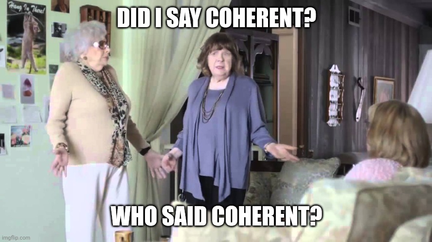 That's not how this works | DID I SAY COHERENT? WHO SAID COHERENT? | image tagged in that's not how this works | made w/ Imgflip meme maker