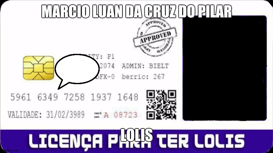 licença para ter lolis | MARCIO LUAN DA CRUZ DO PILAR; LOLIS | image tagged in licen a para ter lolis | made w/ Imgflip meme maker
