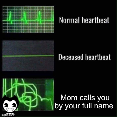 Heart beat meme | Mom calls you by your full name | image tagged in heart beat meme | made w/ Imgflip meme maker