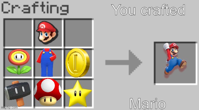 How to craft Mario | You crafted; Mario | image tagged in synthesis,minecraft,mario,meme,lols | made w/ Imgflip meme maker