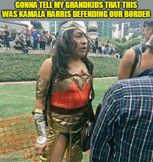 Illegally installed VP, and 100% useless. | GONNA TELL MY GRANDKIDS THAT THIS WAS KAMALA HARRIS DEFENDING OUR BORDER | image tagged in secure the border,kamala harris | made w/ Imgflip meme maker