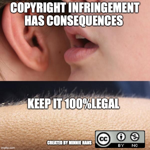 Whisper and Goosebumps |  COPYRIGHT INFRINGEMENT HAS CONSEQUENCES; KEEP IT 100%LEGAL; CREATED BY MINNIE HANS | image tagged in whisper and goosebumps | made w/ Imgflip meme maker