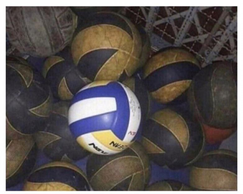 High Quality clean volleyball among dirty Blank Meme Template