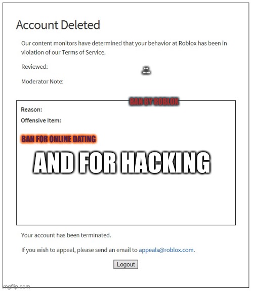 banned from ROBLOX - Imgflip