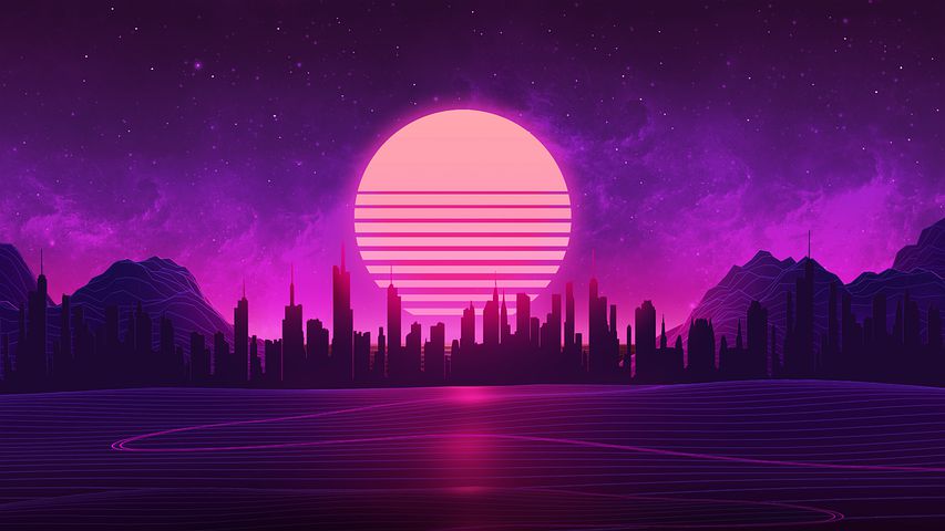 High Quality Retrowave background Blank Meme Template